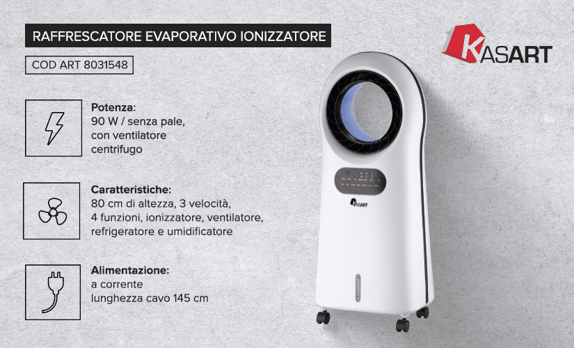 Raffrescatore evaporativo ionizzatore